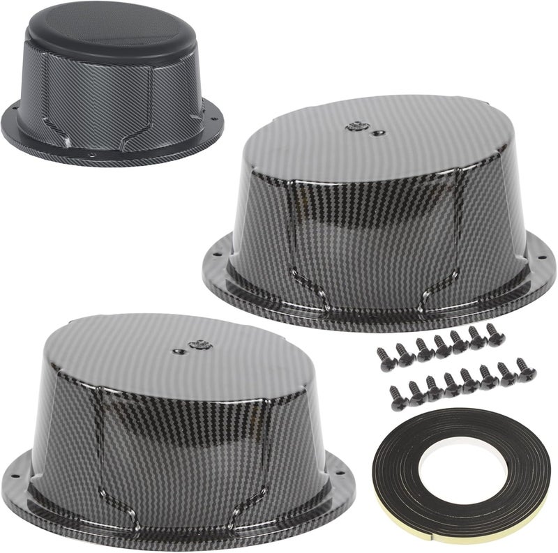 NARPES 2PCS 3'' to 2.5'' Universal Speaker Tweeter Boxes for UTV ATV RV Boat Trunk Trailer Golf Cart Marine Speaker Enclosures Pods Mount Spacer Rear Deck Kick Panel Box (Carbon Fiber Style, 3 to 2.5inch) - Image 1